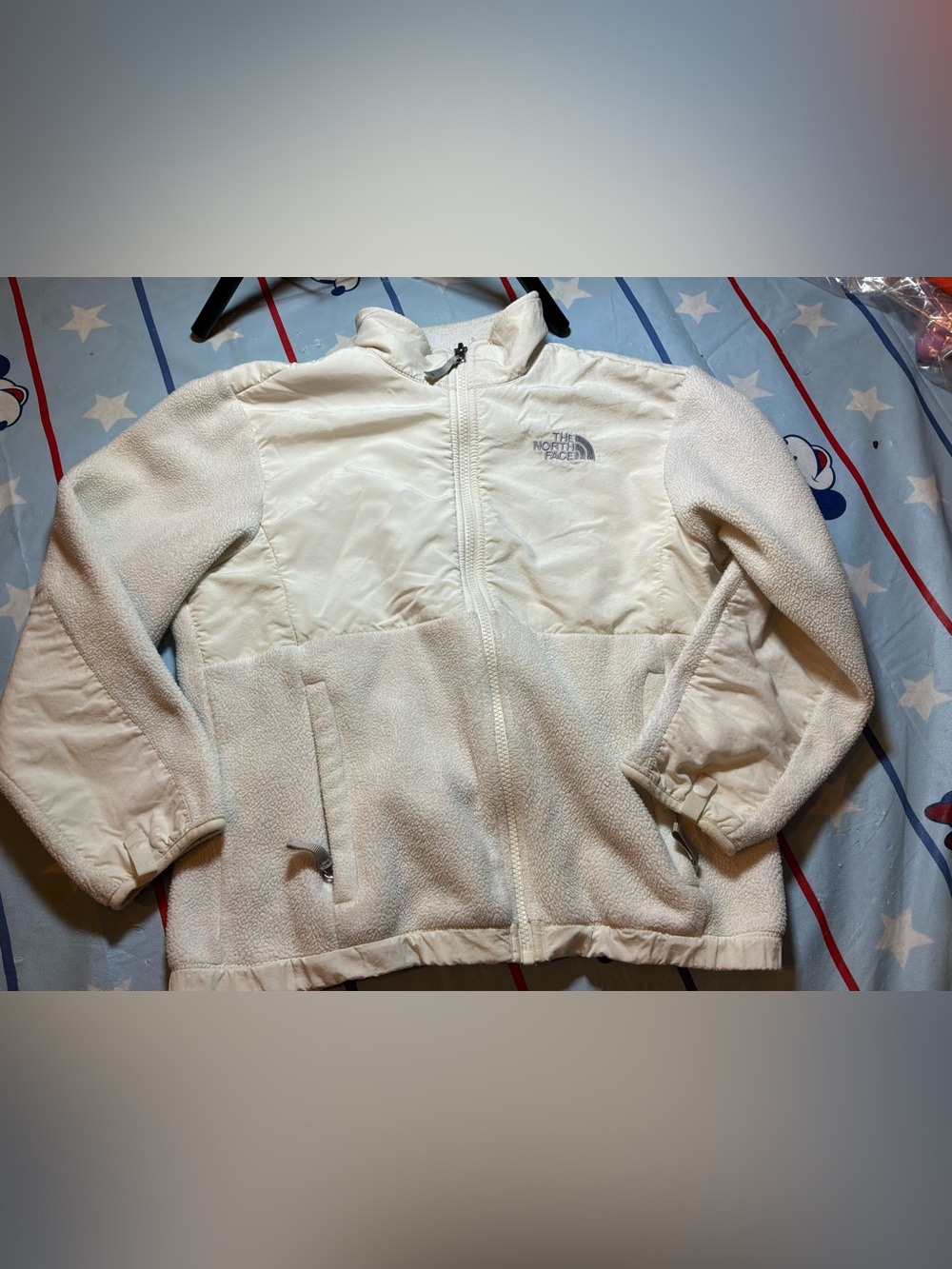 The north face white fleece girls jacket size small polartec